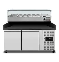 UNNICOOL Pizzawerkbank | 390L | 2 Deuren (EN600x400) | +2°C/+8°C | Geforceerd | Wielen (Geremd) | 1510x800x850/990(h)mm 
