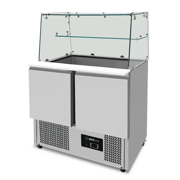 Saladette | 240L | 2 Deuren (1/1 GN) | Boven 2x 1/1 GN + 3x 1/6 GN | +2°C/+8°C | Statisch | Glasopzet + Snijblad | 900x700x850/1310(h)mm