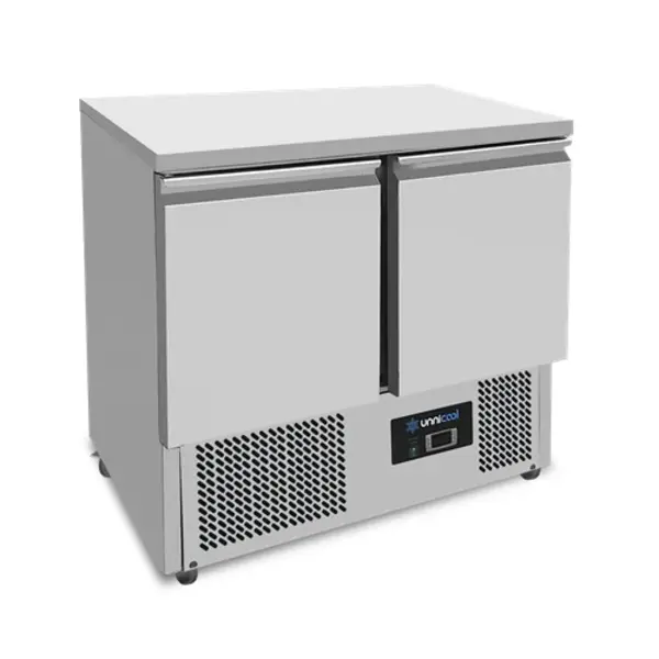 Koelwerkbank | 240L | 2 Deuren (1/1 GN) | +2°C/+8°C | Statisch + Ventilator | Wielen (Geremd) | 900x700x876(h)mm