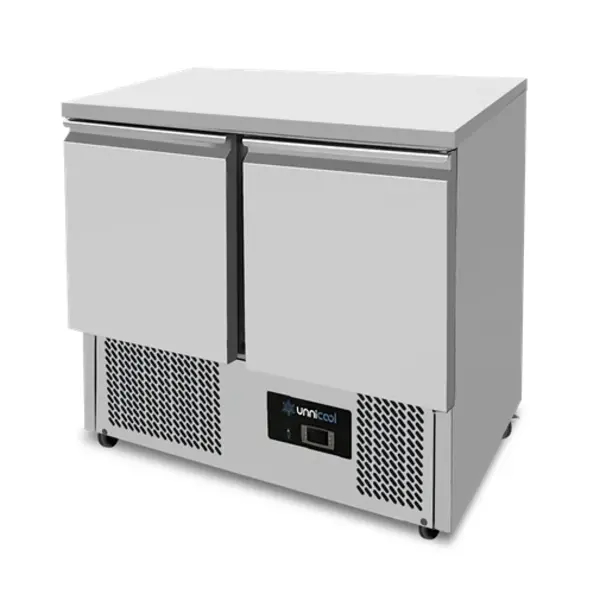 Koelwerkbank | 240L | 2 Deuren (1/1 GN) | +2°C/+8°C | Statisch + Ventilator | Wielen (Geremd) | 900x700x876(h)mm