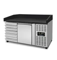 UNNICOOL Pizzawerkbank | 195L | 1 Deur + 7 Deegladen (EN600x400) | -2°C/+8°C | Geforceerd | Wielen (Geremd) | 1505x800x860/1000(h)mm 