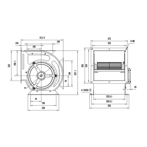 Inbox Afzuigmotor | 2000m³/u | Centrifugaal | 2.2A | 0.25kW (230V) | 450x500x460(h)mm