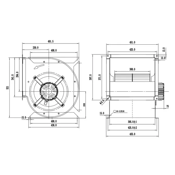 Inbox Afzuigmotor | 6000m³/u | Centrifugaal | 6.8A | 0.9kW (230V) | 650x700x650(h)mm
