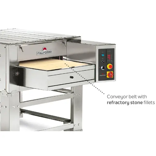 Tunneloven | STONE | Elektrisch | Band 45-79cm | 0°C/450°C | 400V | Stapelbaar | Incl. Onderstel