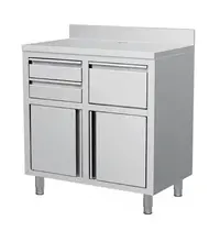 CombiSteel Koffiewerkbank | RVS | Draaideuren + Afkloplade + 2 Laden | Achteropstand | 1000x600x1050/1150(h)mm 