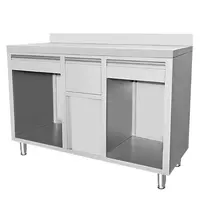 CombiSteel Koffiewerkbank | RVS | Open Vakken + Draaideur | 2 Laden + Afkloplade | Achteropstand | 1500x600x1050/1150(h)mm