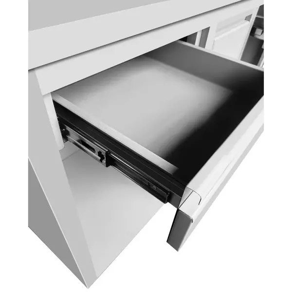 Koffiewerkbank | RVS | Open Vakken + Draaideur | 2 Laden + Afkloplade | Achteropstand | 1500x600x1050/1150(h)mm