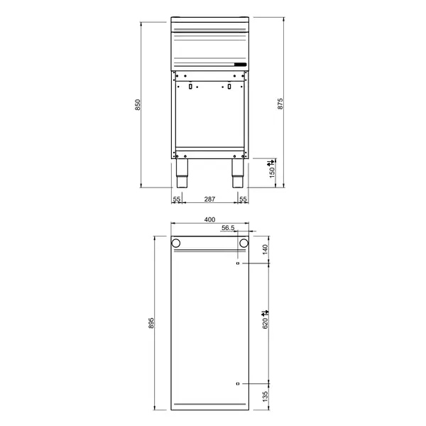Neutrale Werkunit | OPTIMA 900 | Open Onderkast | 400x900x850/875(h)mm
