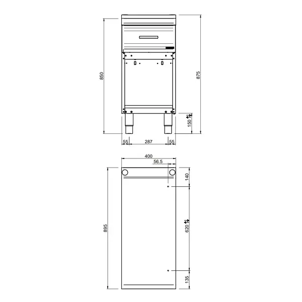 Neutrale Werkunit | OPTIMA 900 | Lade + Open Onderkast | 400x900x850/875(h)mm