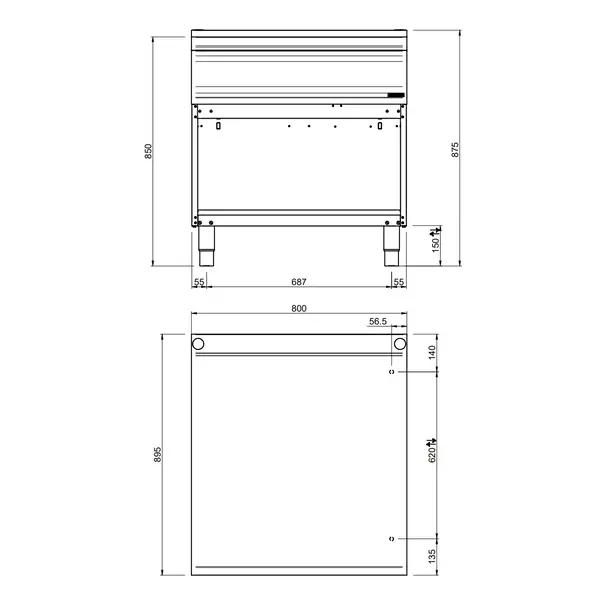 Neutrale Werkunit | OPTIMA 900 | Open Onderkast | 800x900x850/875(h)mm