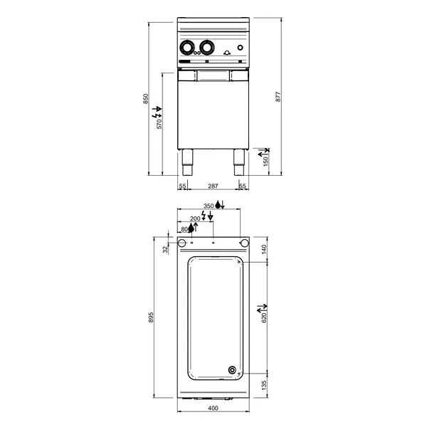 Bain-Marie | OPTIMA 900 | Elektrisch | 1/1 GN + 1/3 GN | 30°C/90°C | 2.5kW (230V) | Aftapkraan | Open Onderkast | 400x900x850/877(h)mm
