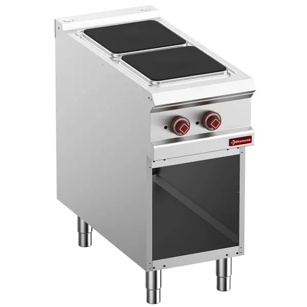 Fornuis | OPTIMA 900 | Elektrisch | 2 Kookpunten (300x300) | 6kW (400V) | Open Onderkast | 400x900x850/877(h)mm