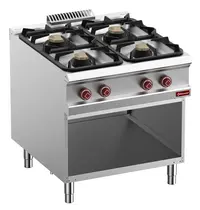 Diamond Fornuis | OPTIMA 900 | Gas | 4 Branders (2x 7 kW + 2x 11kW) | Waakvlam | Open Onderkast | 800x900x850/927(h)mm