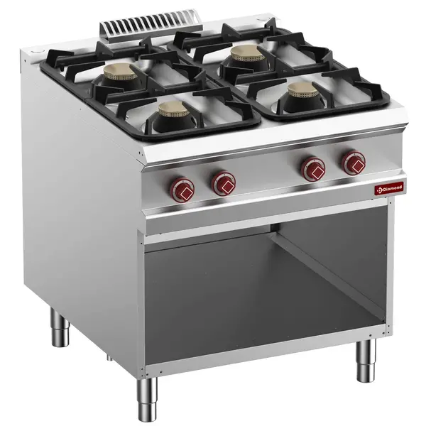 Fornuis | OPTIMA 900 | Gas | 4 Branders (2x 7 kW + 2x 11kW) | Waakvlam | Open Onderkast | 800x900x850/927(h)mm