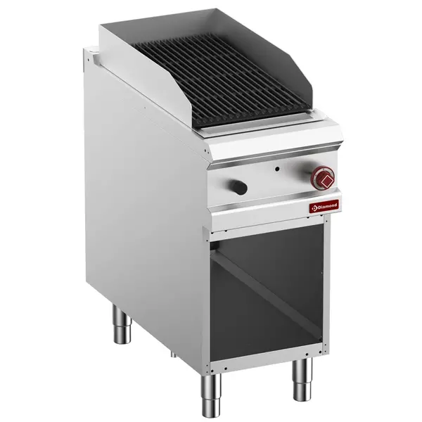 Lavasteengrill | OPTIMA 900 | Gas | Oppervlak 368x638 (Gietijzer) | 10kW | Piëzo Ontsteking | Open Onderkast | 400x900x850/972(h)mm