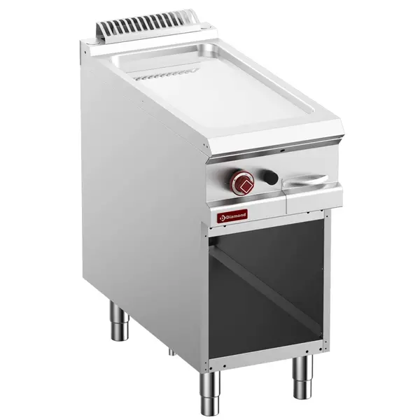 Bak-/Grillplaat | OPTIMA 900 | Gas | Glad Oppervlak 380x720 (Verchroomd) | 9.2kW | Piëzo Ontsteking | Open Onderkast | 400x900x850/952(h)mm
