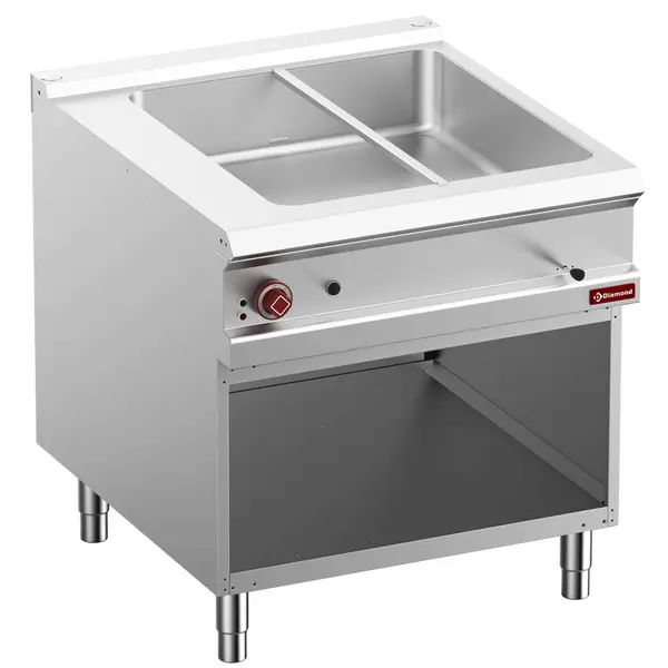 Bain-Marie | OPTIMA 900 | Elektrisch | 2x 1/1 GN + 2x 1/3 GN | 30°C/90°C | 6kW (400V) | Aftapkraan | Open Onderkast | 800x900x850/877(h)mm