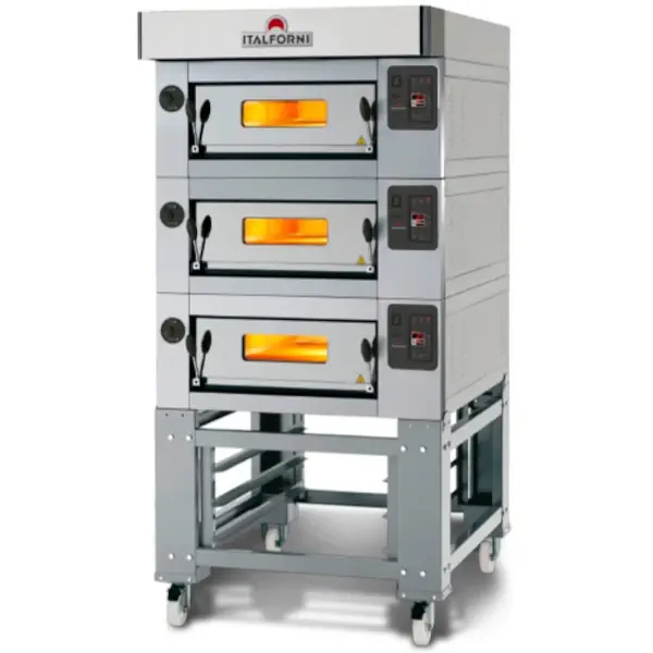 Modulaire Pizzaoven | CL CLASSIC | Elektrisch | 6x Ø30cm / Bakkamer | 0°C/450°C | 400V | Incl. Afzuigkap + Rijskast/Onderstel