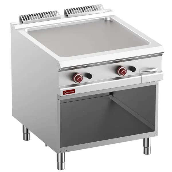 Bak-/Grillplaat | OPTIMA 900 | Gas | Glad Oppervlak 780x720 (Gietijzer) | 18.4kW | Piëzo Ontsteking | Open Onderkast | 800x900x850/952(h)mm