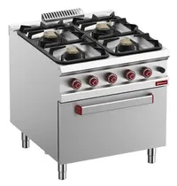 Diamond Fornuis + Oven | OPTIMA 900 | Gas | 4 Branders (2x 7kW + 2x 11kW) + 2/1 GN Oven (7kW) | Waakvlam/Piëzo | 800x900x850/927(h)mm