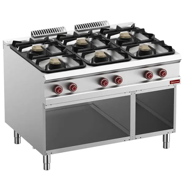 Fornuis | OPTIMA 900 | Gas | 6 Branders (3x 7 kW + 3x 11kW) | Waakvlam | Open Onderkast | 1200x900x850/927(h)mm