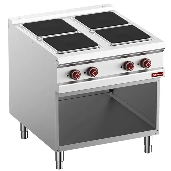 Fornuis | OPTIMA 900 | Elektrisch | 4 Kookpunten (300x300) | 13kW (400V) | Open Onderkast | 800x900x850/927(h)mm