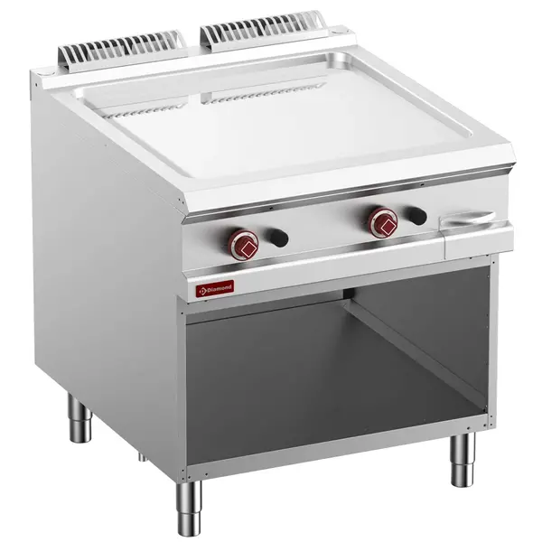 Bak-/Grillplaat | OPTIMA 900 | Gas | Glad Oppervlak 780x720 (Verchroomd) | 18.4kW | Piëzo Ontsteking | Open Onderkast | 800x900x850/952(h)mm