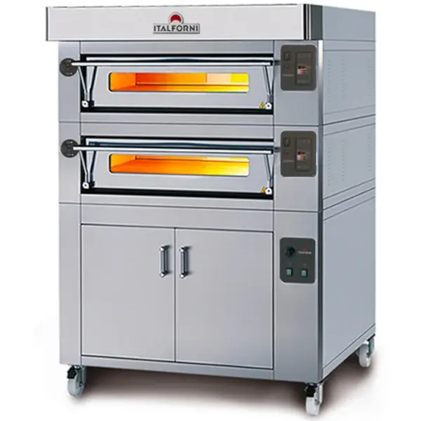 Modulaire Pizzaoven | CL STAND | Elektrisch | 6x Ø30cm / Bakkamer | 0°C/450°C | 400V | Incl. Afzuigkap + Rijskast/Onderstel