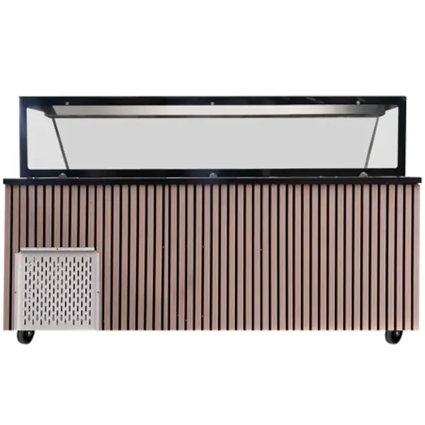 Saladette | 3 Deuren | Boven 5x 1/1 GN | 0°C/+8°C | Geforceerd | Glasopzet | Wielen | 1880x820x855(h)mm