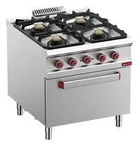 Diamond Fornuis + Oven | OPTIMA 900 | Gas/Elektrisch | 4 Branders (2x 7kW + 2x 11kW) + 2/1 GN Oven/Grill (6kW-400V) | Waakvlam | 800x900x850/927(h)mm