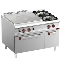 Diamond Fornuis/Doorkookplaat + Oven | OPTIMA 900 | Gas | 2 Branders (7+11kW) + Plaat (12kW) + 2/1 GN Oven (7kW) | Waakvlam/Piëzo | Neutraal Vak | 1200x900x850/927(h)mm