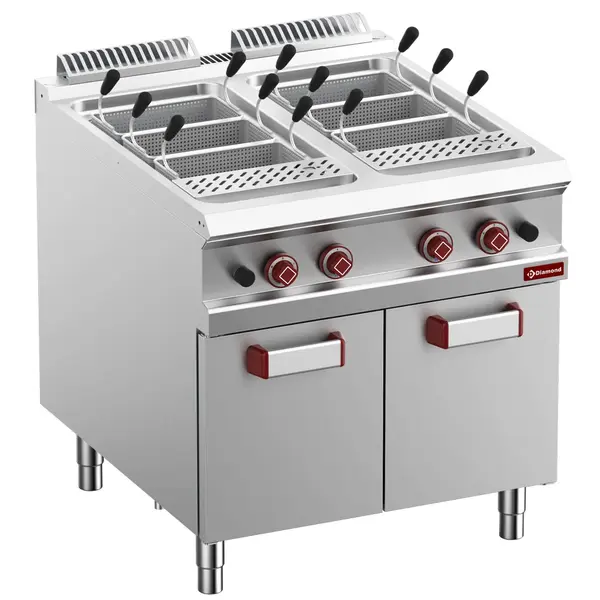 Pastakoker | OPTIMA 900 | Gas | 2x 40L | 26.6kW | Piëzo Ontsteking | Vulkranen + Aftapkranen | 800x900x850/935(h)mm
