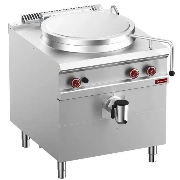 Kookketel | OPTIMA 900 | Gas | 100L | Directe Verhitting | 21kW | Piëzo Ontsteking | Vulkraan + Aftapkraan | 800x900x850/983(h)mm