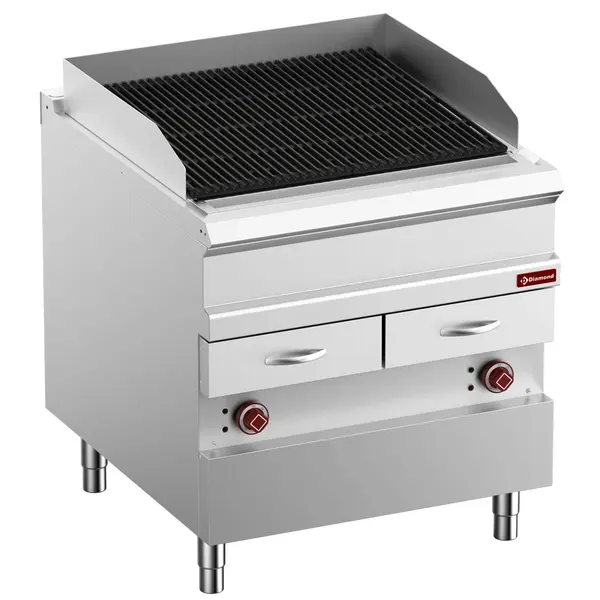 Stoomgrill | OPTIMA 900 | Elektrisch | Oppervlak 740x640 (Gietijzer) | 14kW (400V) | Uitneembare Waterladen | 800x900x850/952(h)mm