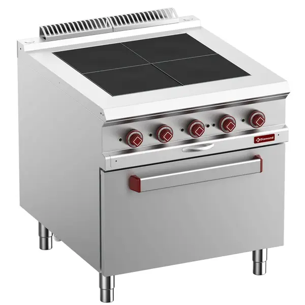 Fornuis + Oven | OPTIMA 900 | Elektrisch | 4 Kookpunten (300x300) + 2/1 GN Oven/Grill | 16kW (400V) | 800x900x850/925(h)mm