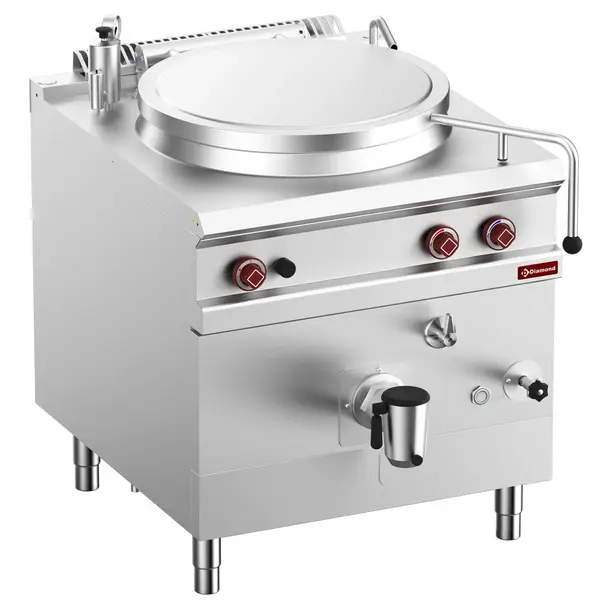 Kookketel | OPTIMA 900 | Gas | 150L | Indirecte Verhitting | 21kW | Piëzo Ontsteking | Vulkraan + Aftapkraan | 800x900x850/1039(h)mm