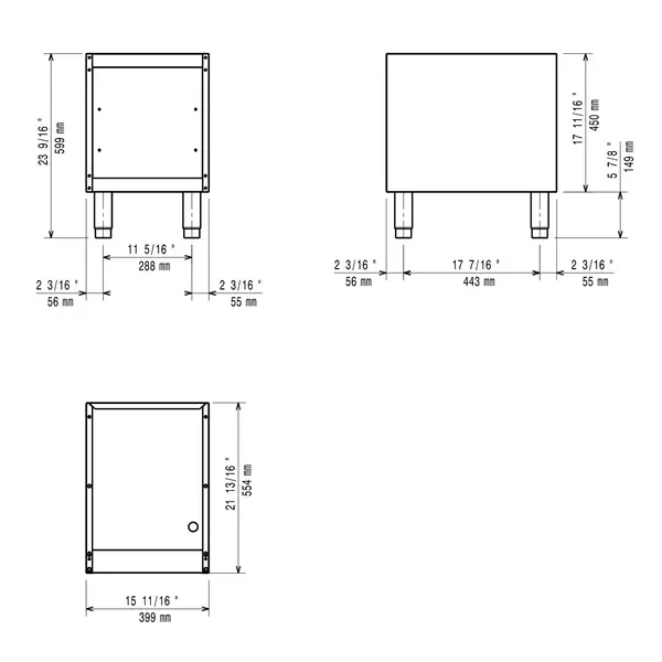 Onderstel | MAXIMA 700+ | RVS | Open Kast | 400x550x600(h)mm