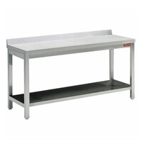Diamond Werktafel | RVS | Bodemschap | Diepte 600 | Hoogte 880/1000 | Breedte 600-2400 | Achteropstand | Gelaste Constructie