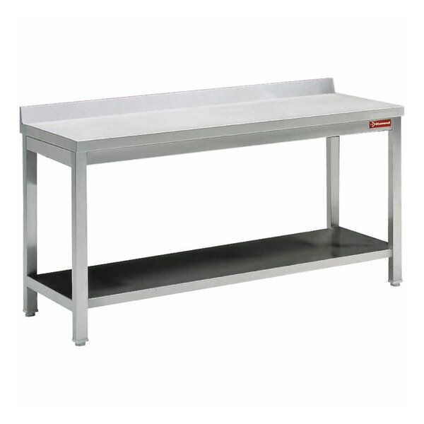 Werktafel | RVS | Bodemschap | Diepte 600 | Hoogte 880/1000 | Breedte 600-2400 | Achteropstand | Gelaste Constructie