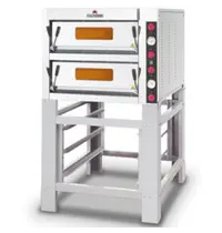 Italforni Pizzaoven | TK | Elektrisch | 2 Bakkamers | 0°C/450°C | 400V | Incl. Afzuigkap + Rijskast/Onderstel