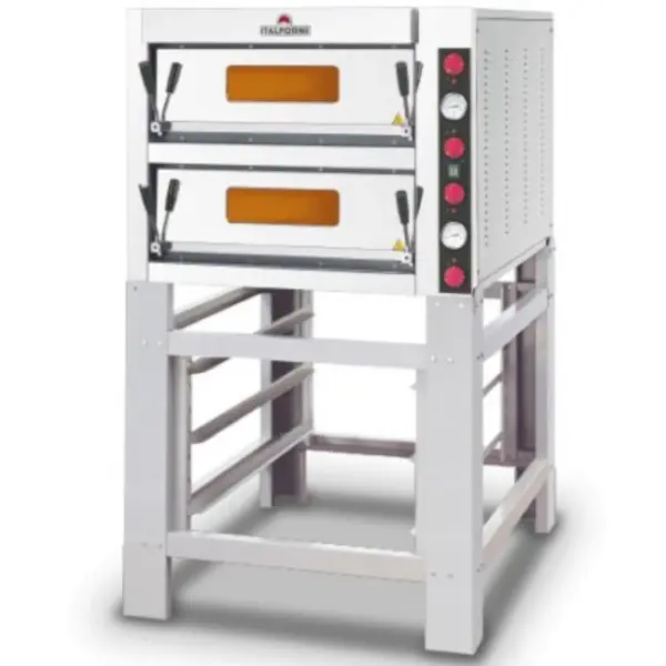 Pizzaoven | TK | Elektrisch | 2 Bakkamers | 0°C/450°C | 400V | Incl. Afzuigkap + Rijskast/Onderstel