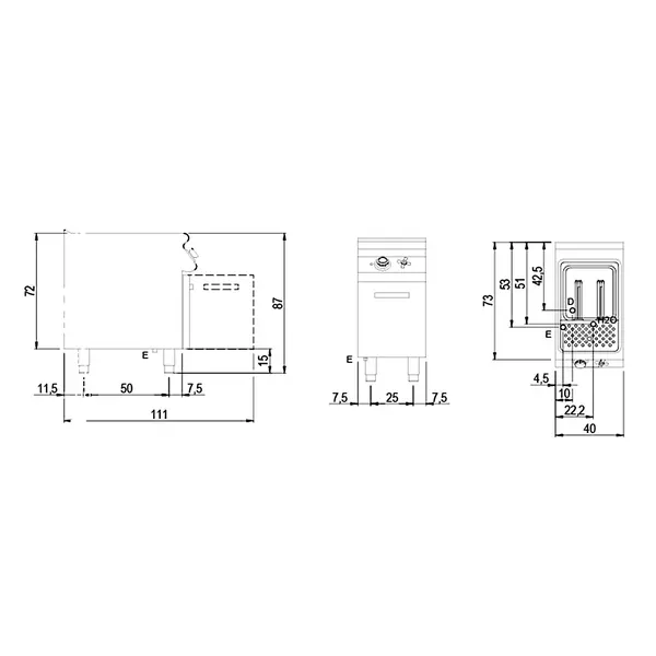 Pastakoker | SHOWROOMMODEL | 26L | 7.6kW (400V) | Gesloten Onderkast | 400x730x870(h)mm