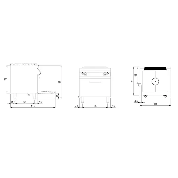 Doorkookplaat + Oven | SHOWROOMMODEL | Gas | Plaat (9kW) + 2/1 GN Oven (8kW) | 800x730x870(h)mm