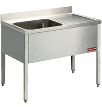 Diamond Spoeltafel | RVS | 1 Spoelbak (Links) + Afdruipvlak | Achteropstand | Zelfmontage | 1200x600x880/1000(h)mm