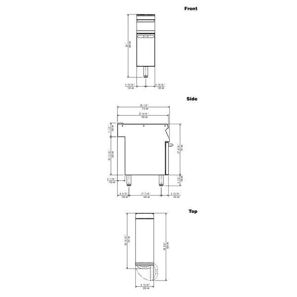 Neutrale Werkunit (Opvulstuk) | MAXIMA 700+ | Gesloten Onderkast | 250x700x850/864(h)mm