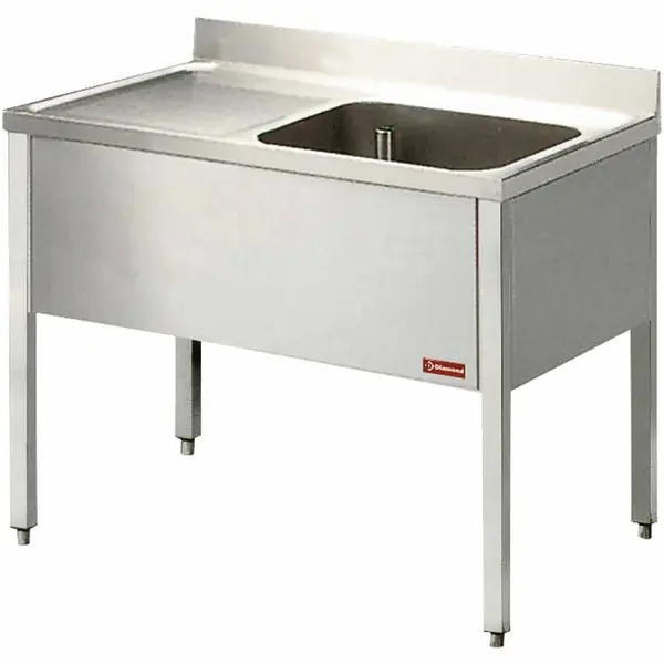 Spoeltafel | RVS | 1 Spoelbak (Rechts) + Afdruipvlak | Achteropstand | Zelfmontage | 1200x600x880/1000(h)mm