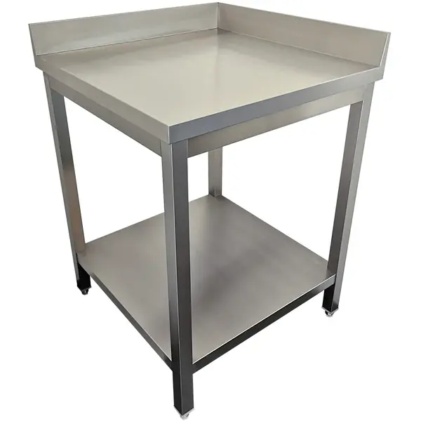 Hoekwerktafel | RVS | Bodemschap | Achteropstand | Gelaste Constructie | 700x700x880/1000(h)mm