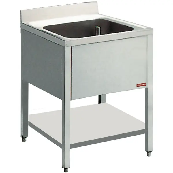 Spoeltafel | RVS | 1 Spoelbak (Midden) | Bodemschap | Achteropstand | 700x700x880/1000(h)mm