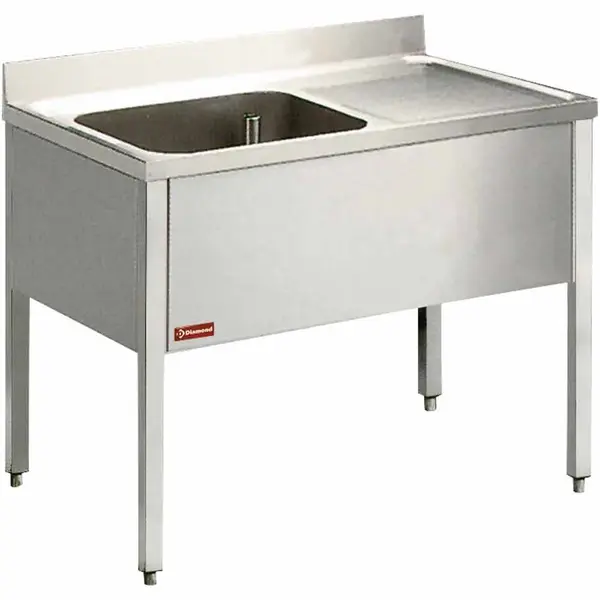 Spoeltafel | RVS | 1 Spoelbak (Links) + Afdruipvlak | Achteropstand | Zelfmontage | 1400x700x880/1000(h)mm