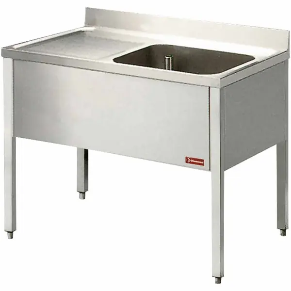 Spoeltafel | RVS | 1 Spoelbak (Rechts) + Afdruipvlak | Achteropstand | Zelfmontage | 1400x700x880/1000(h)mm